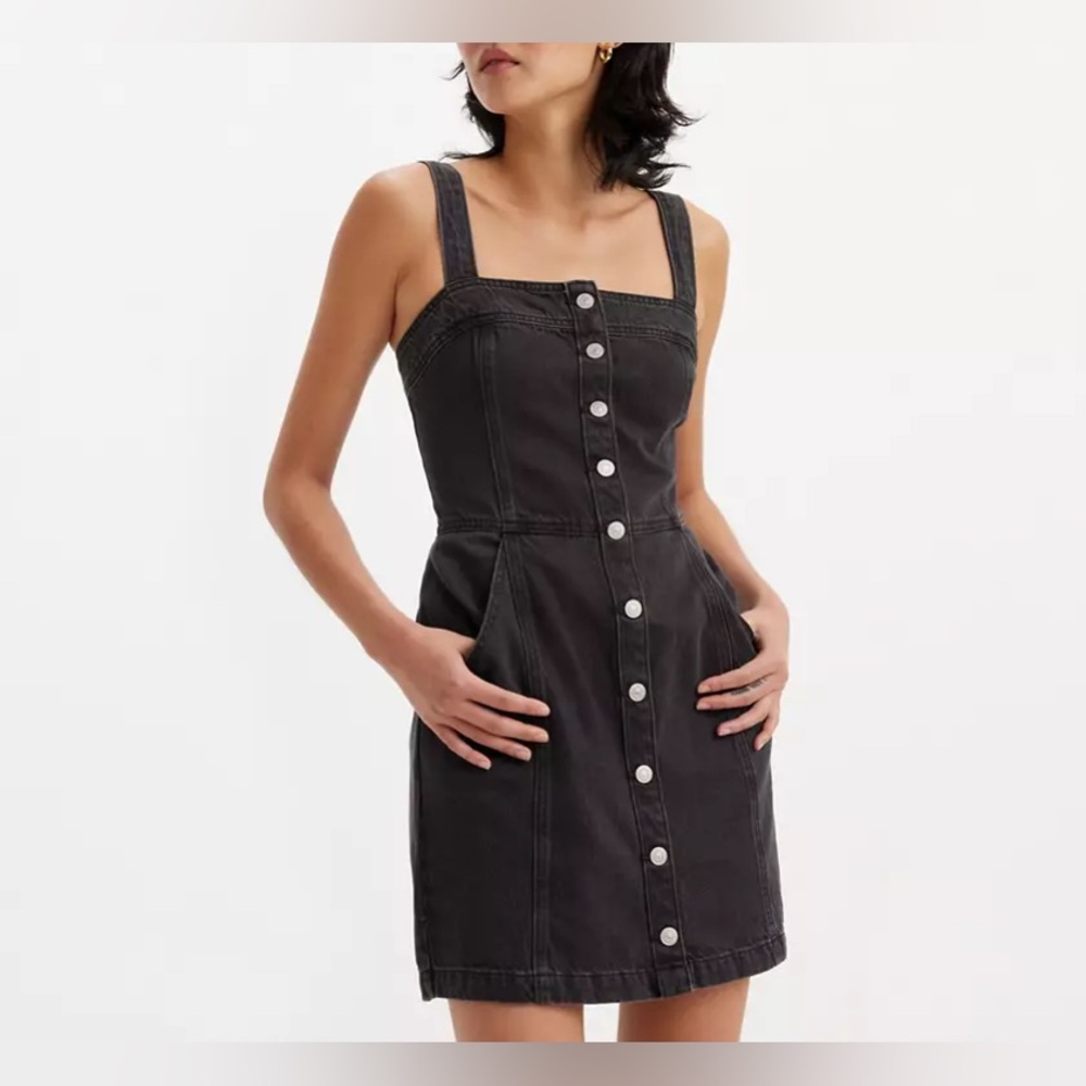 Levi's Black Button-Front Mini Dress